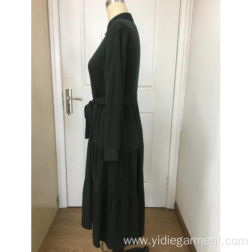 Leather Dress Dark Green Maxi Dress With Sleeves Manufactory